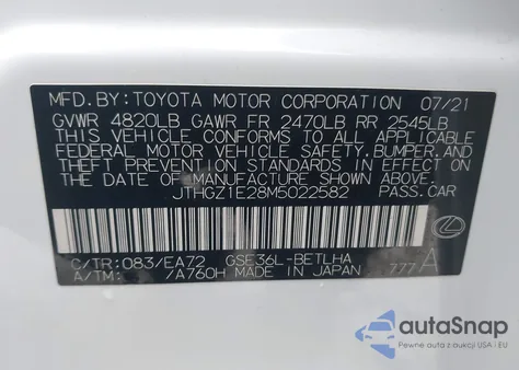 2021 Lexus Is 350 F Sport z USA, uszkodzony, nr VIN JTHGZ1E28M5022582